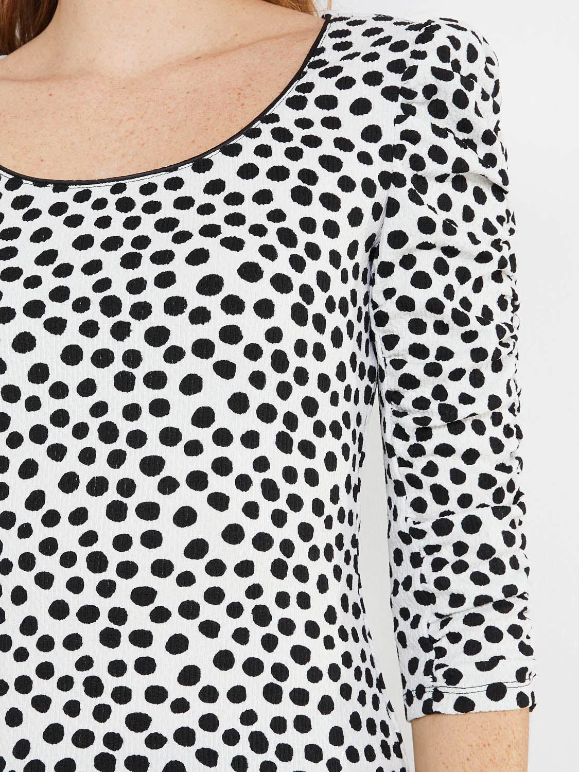 Dot Print Puff Sleeve Top