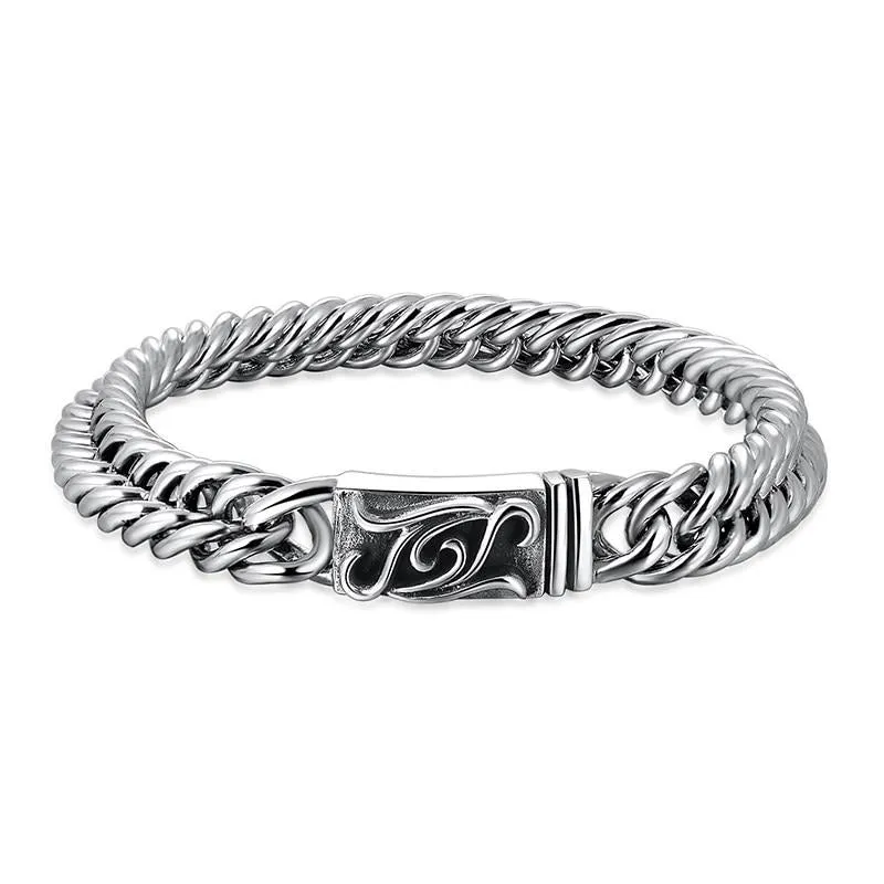 Double Braided 925 Sterling Silver Biker Punk Bracelet