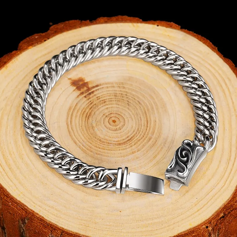 Double Braided 925 Sterling Silver Biker Punk Bracelet