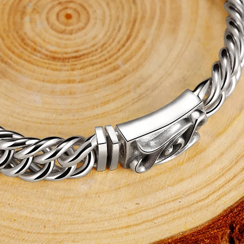 Double Braided 925 Sterling Silver Biker Punk Bracelet