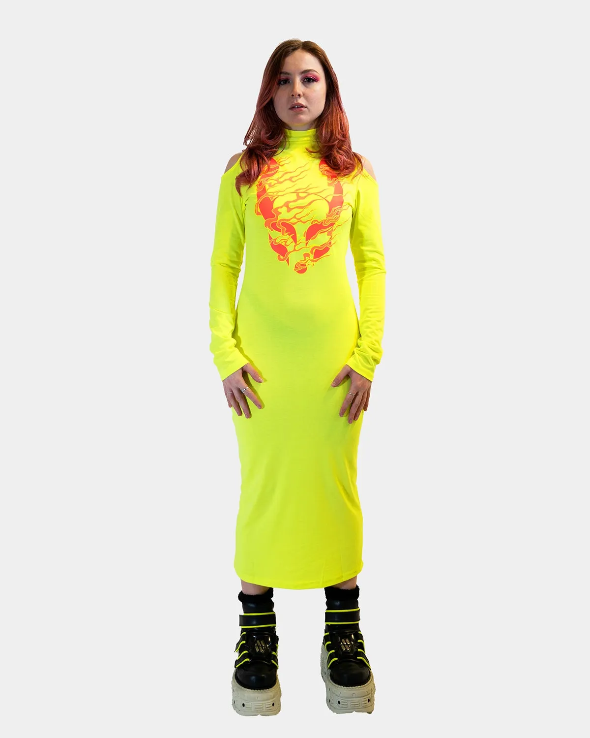 DRAGONITE LONG SLEEVE DRESS FLUO / YELLOW