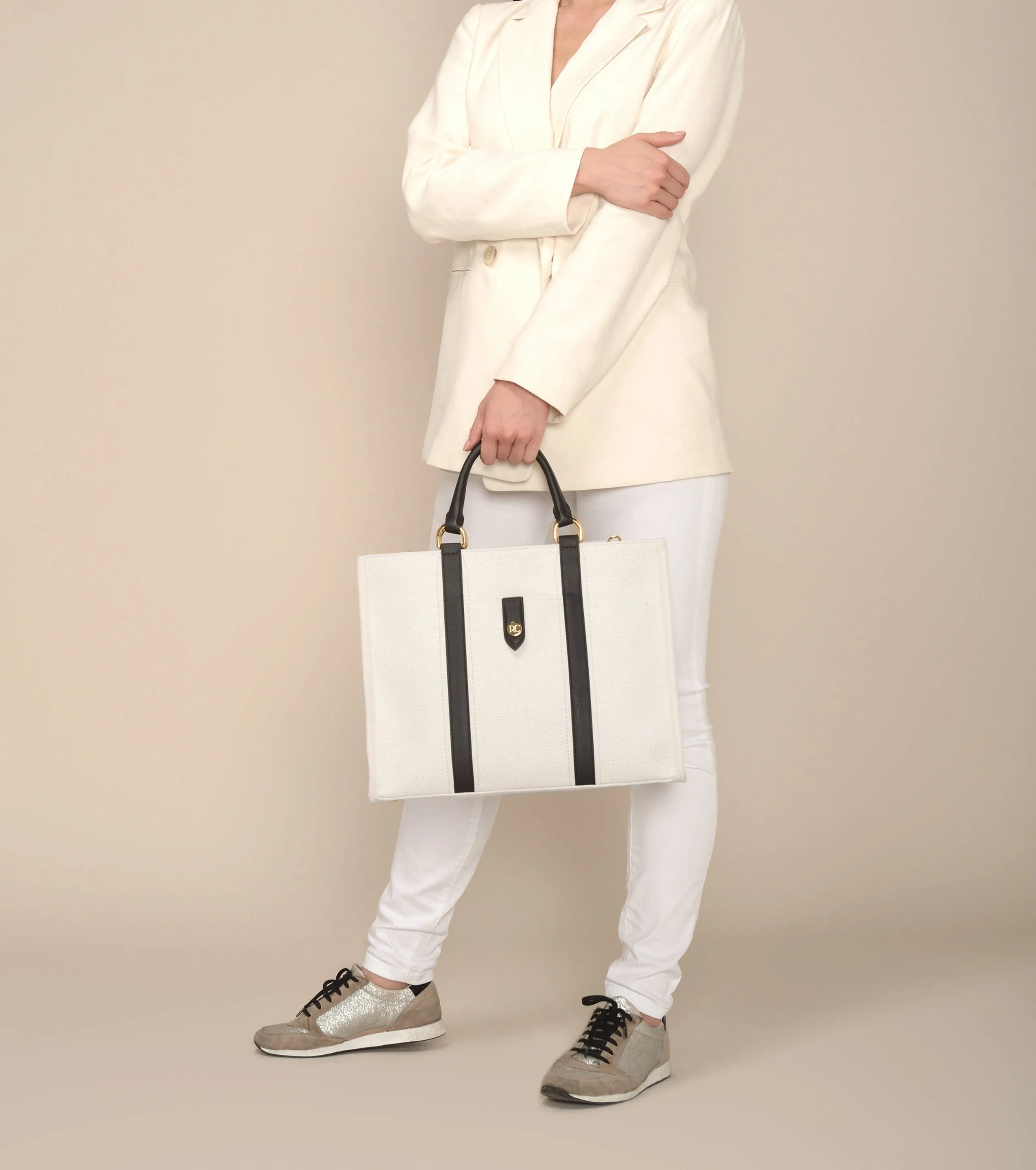 Dune Organic Canvas Tote Bag | Black & White