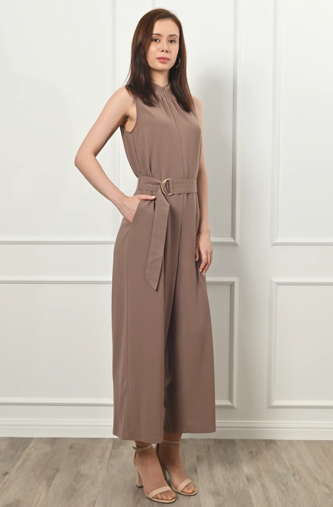 Ella High-Neck Belted Jumpsuit