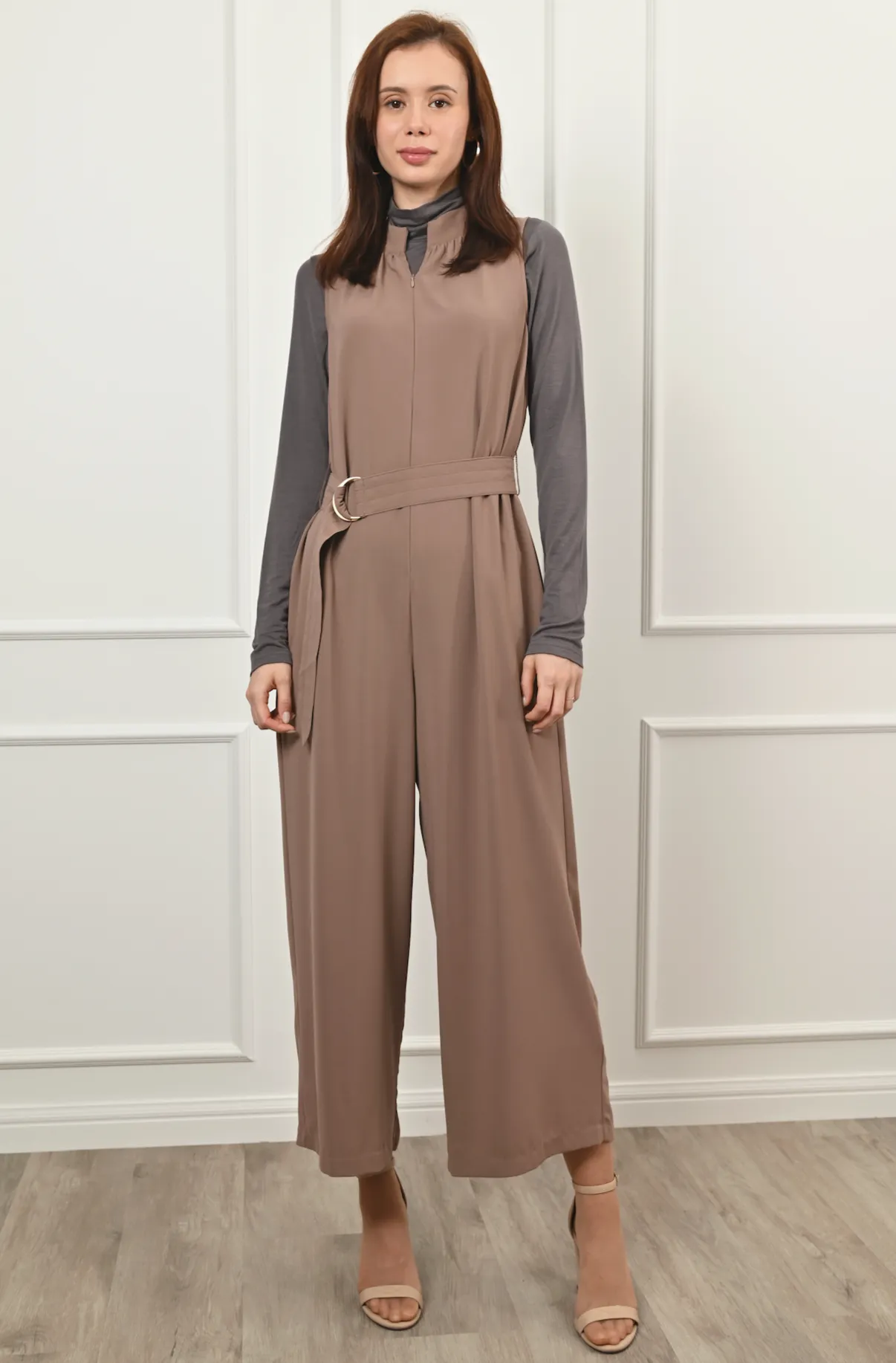 Ella High-Neck Belted Jumpsuit