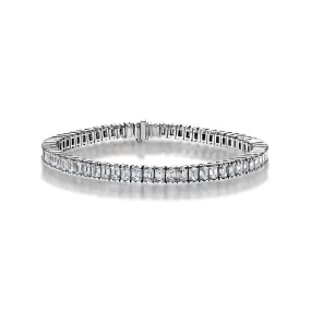 Emersyn 10 Carat Emerald Cut Single Row Diamond Tennis Bracelet in 18 Karat White Gold