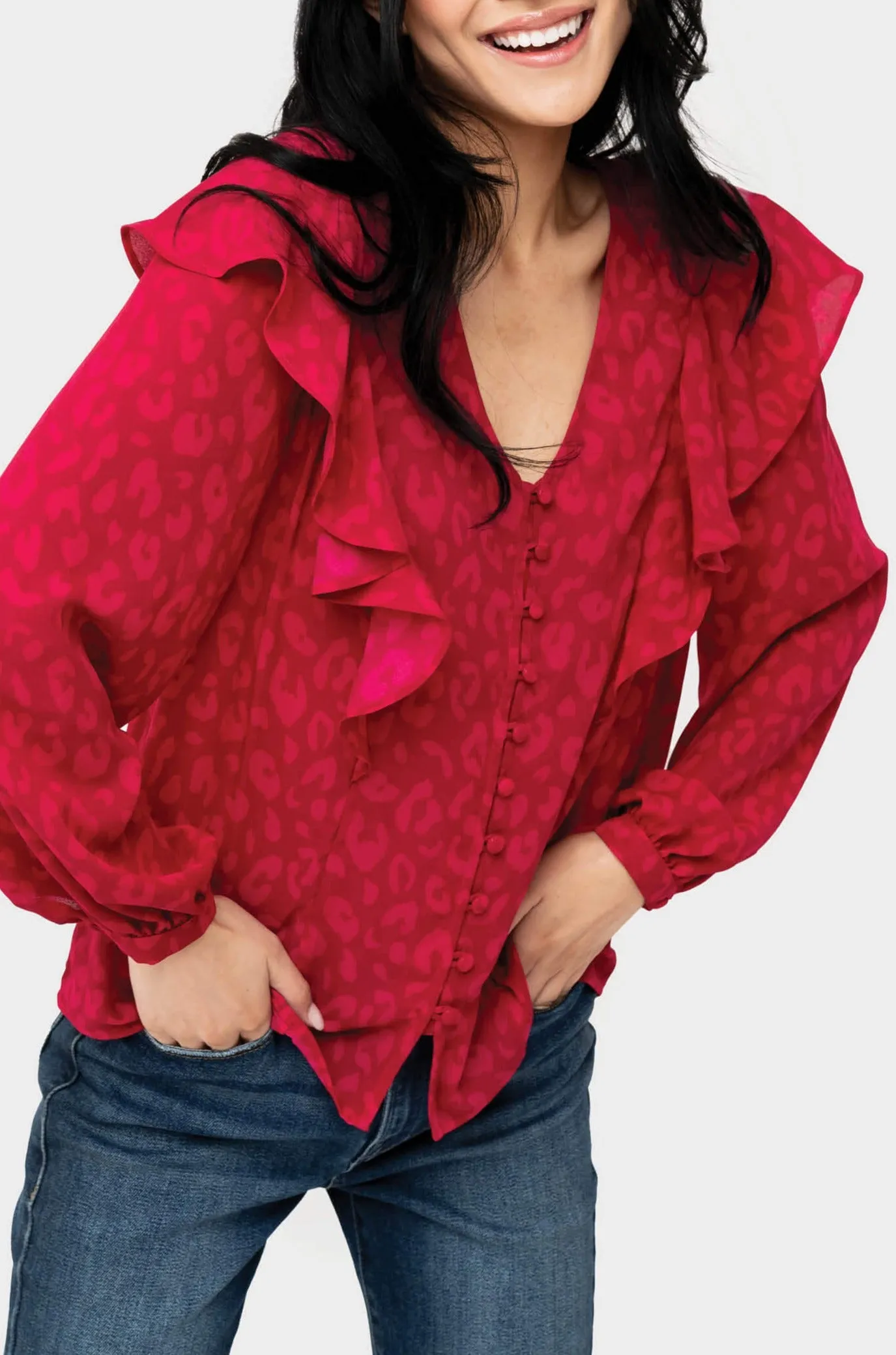 Feminine Ruffle Detail Party Blouse