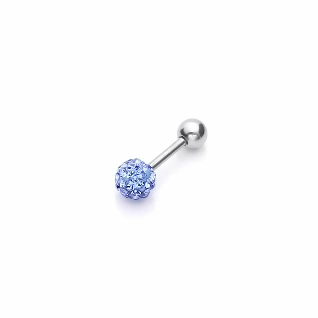 Ferido Crystal Disco Ball Top Tragus Barbell - Blue