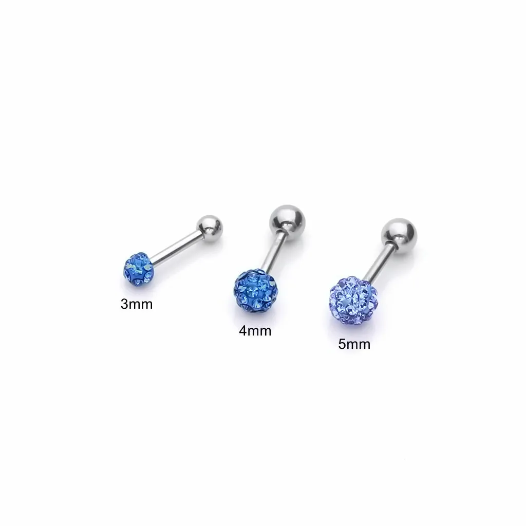 Ferido Crystal Disco Ball Top Tragus Barbell - Blue