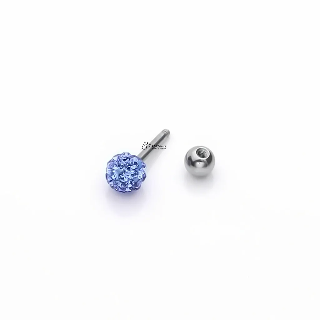 Ferido Crystal Disco Ball Top Tragus Barbell - Blue