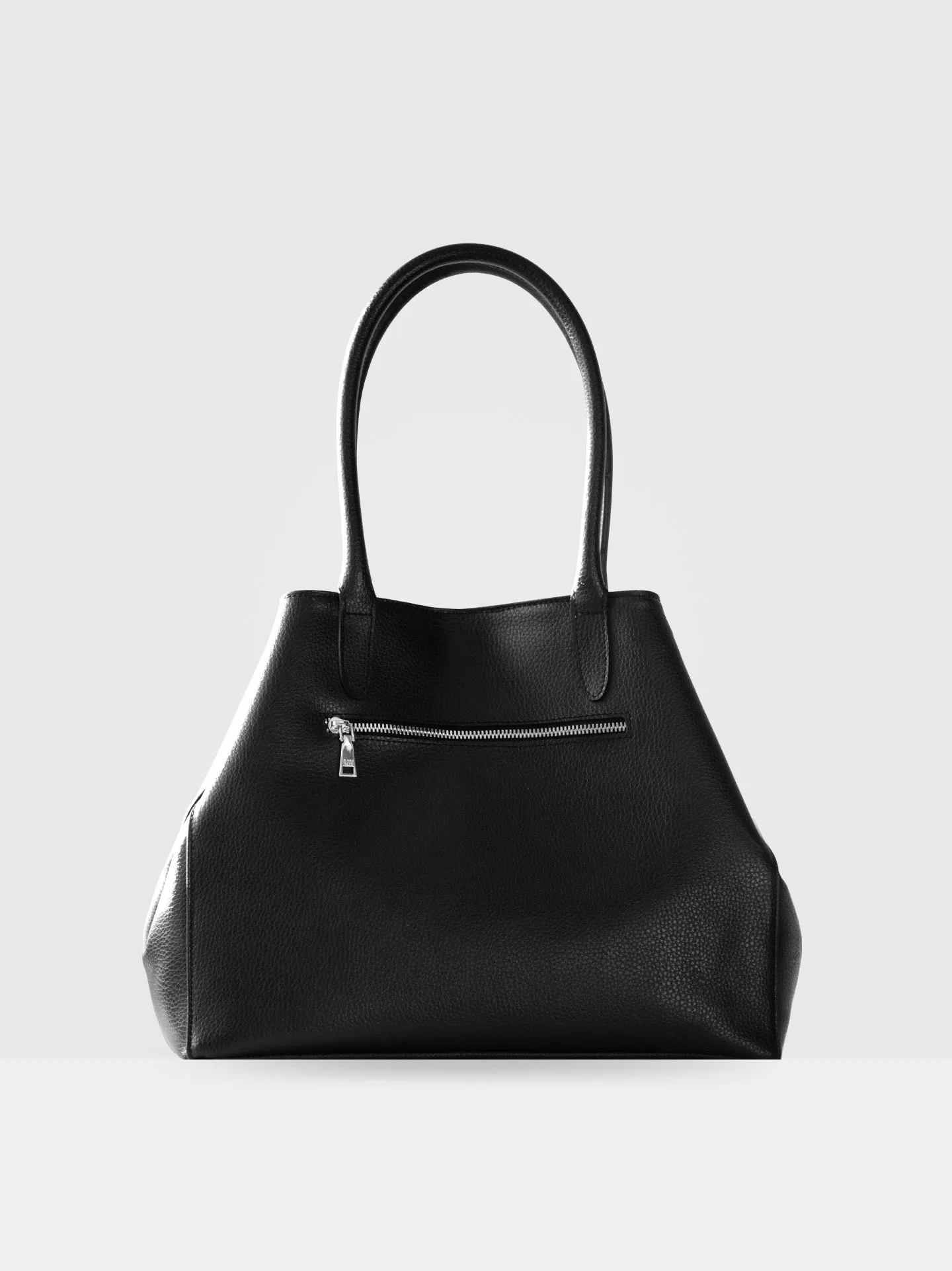 Fleur MIRUM Leather Vegan Slouch Tote Bag | Black & Silver