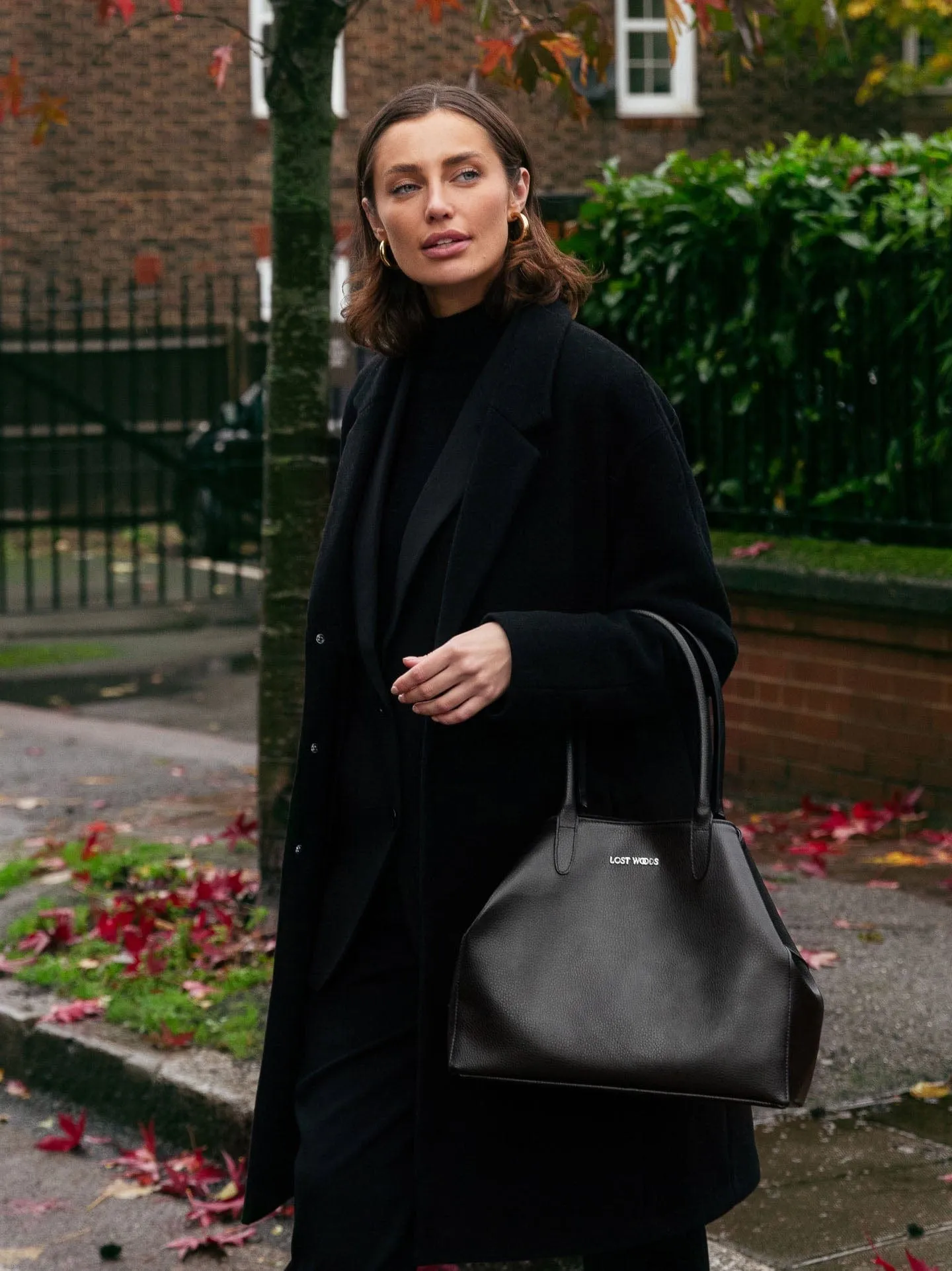 Fleur MIRUM Leather Vegan Slouch Tote Bag | Black & Silver