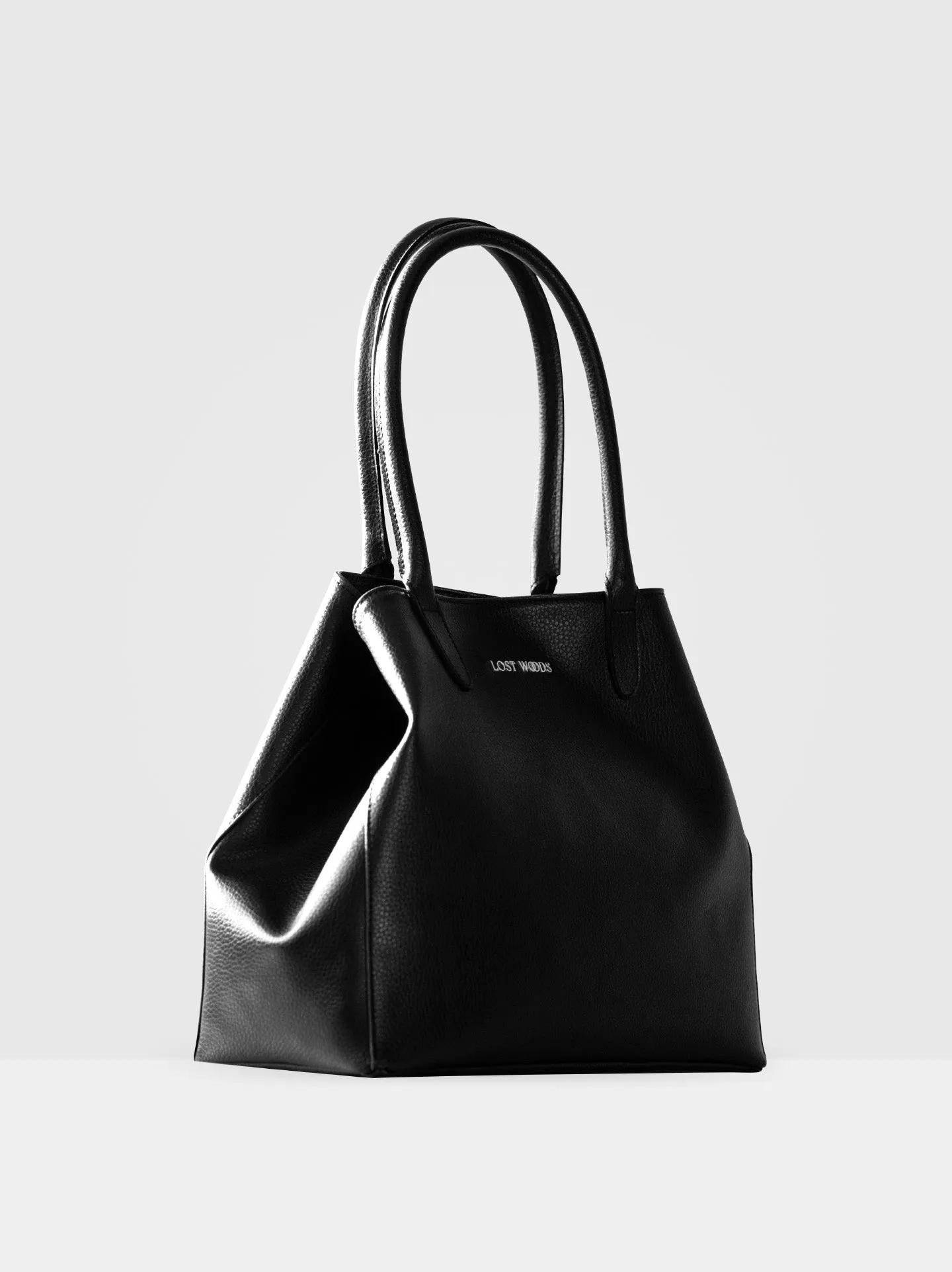 Fleur MIRUM Leather Vegan Slouch Tote Bag | Black & Silver