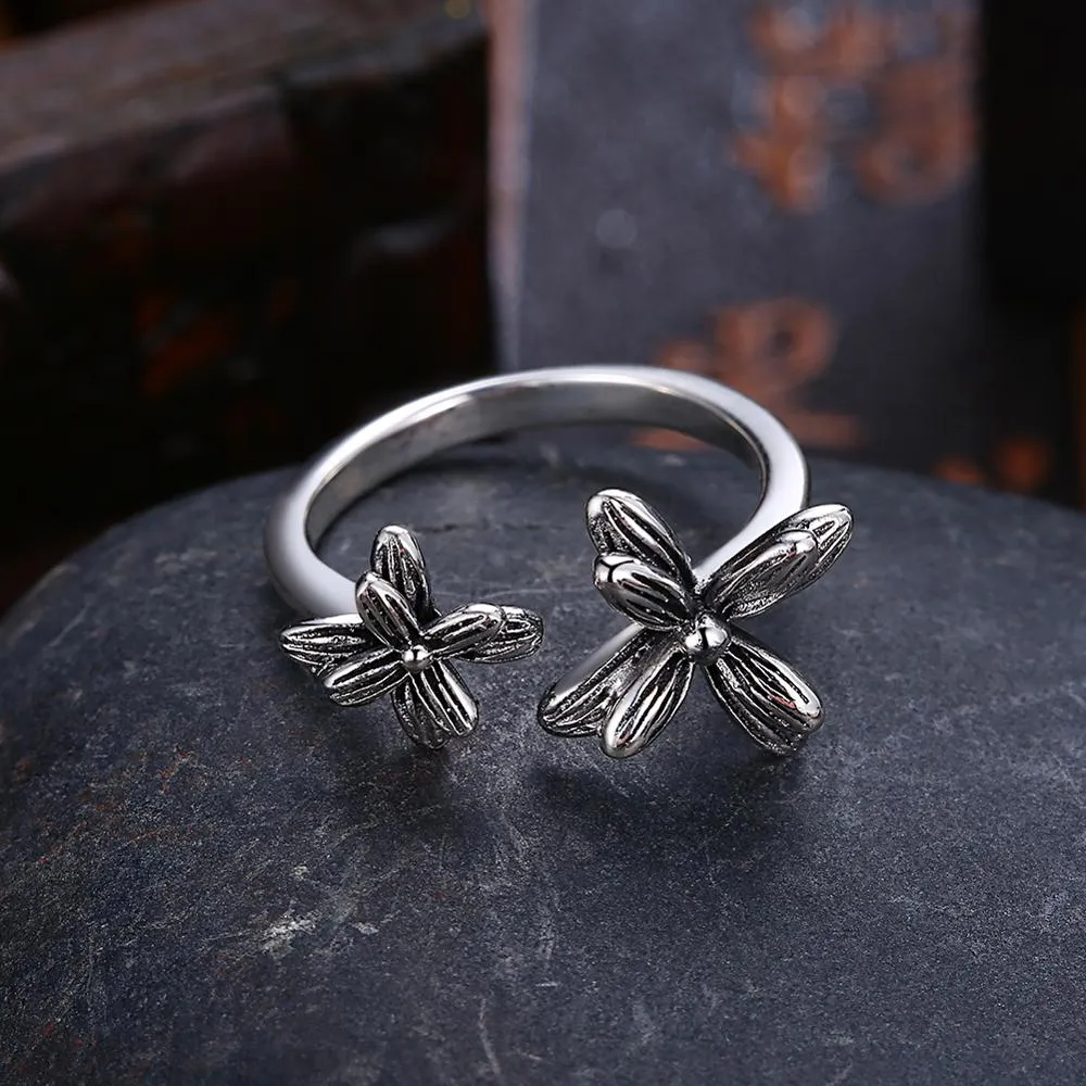 Flower Designs 925 Sterling Silver Adjustable Ring