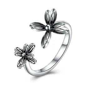 Flower Designs 925 Sterling Silver Adjustable Ring