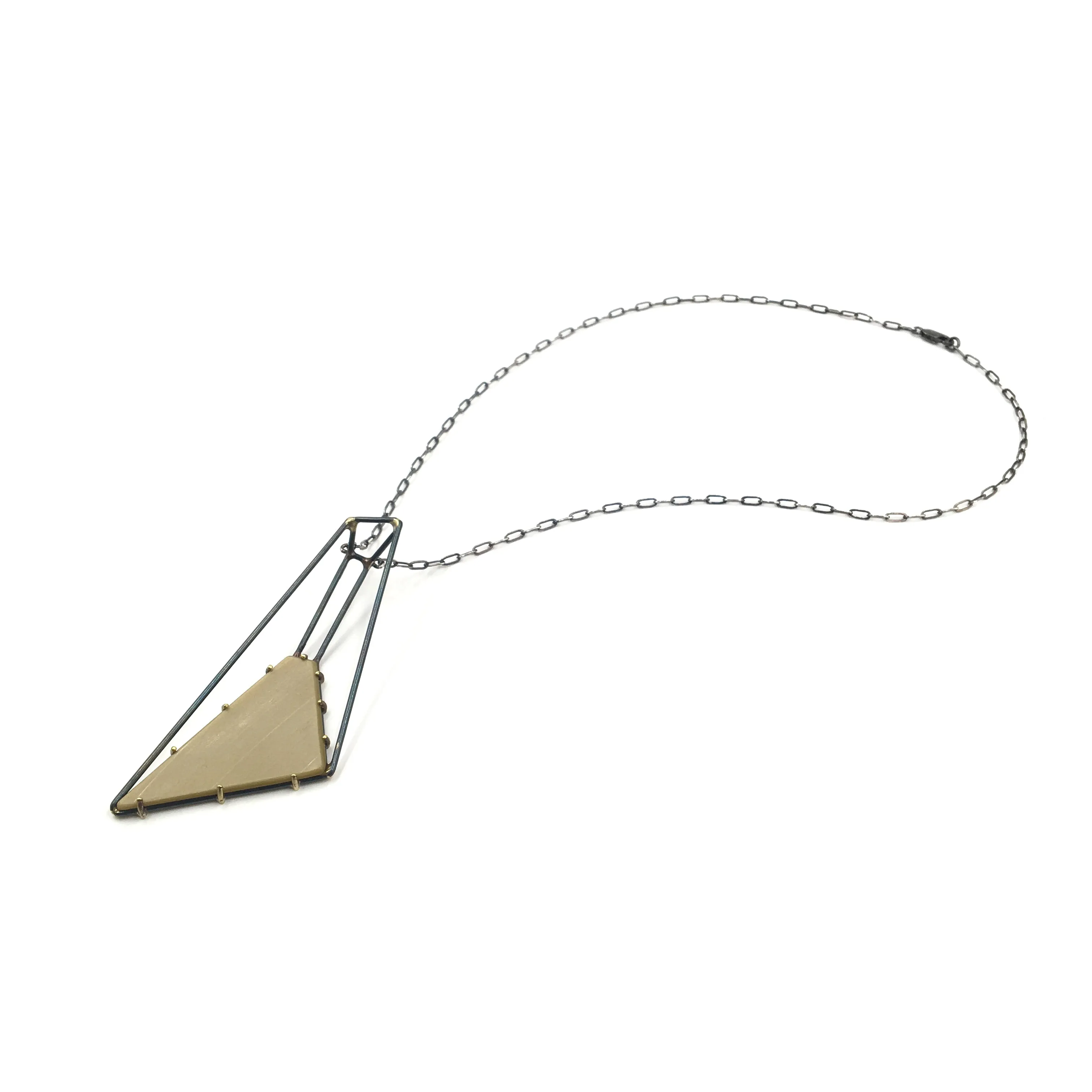 Foundation Long Trapezoid Necklace, Gold Vinyl