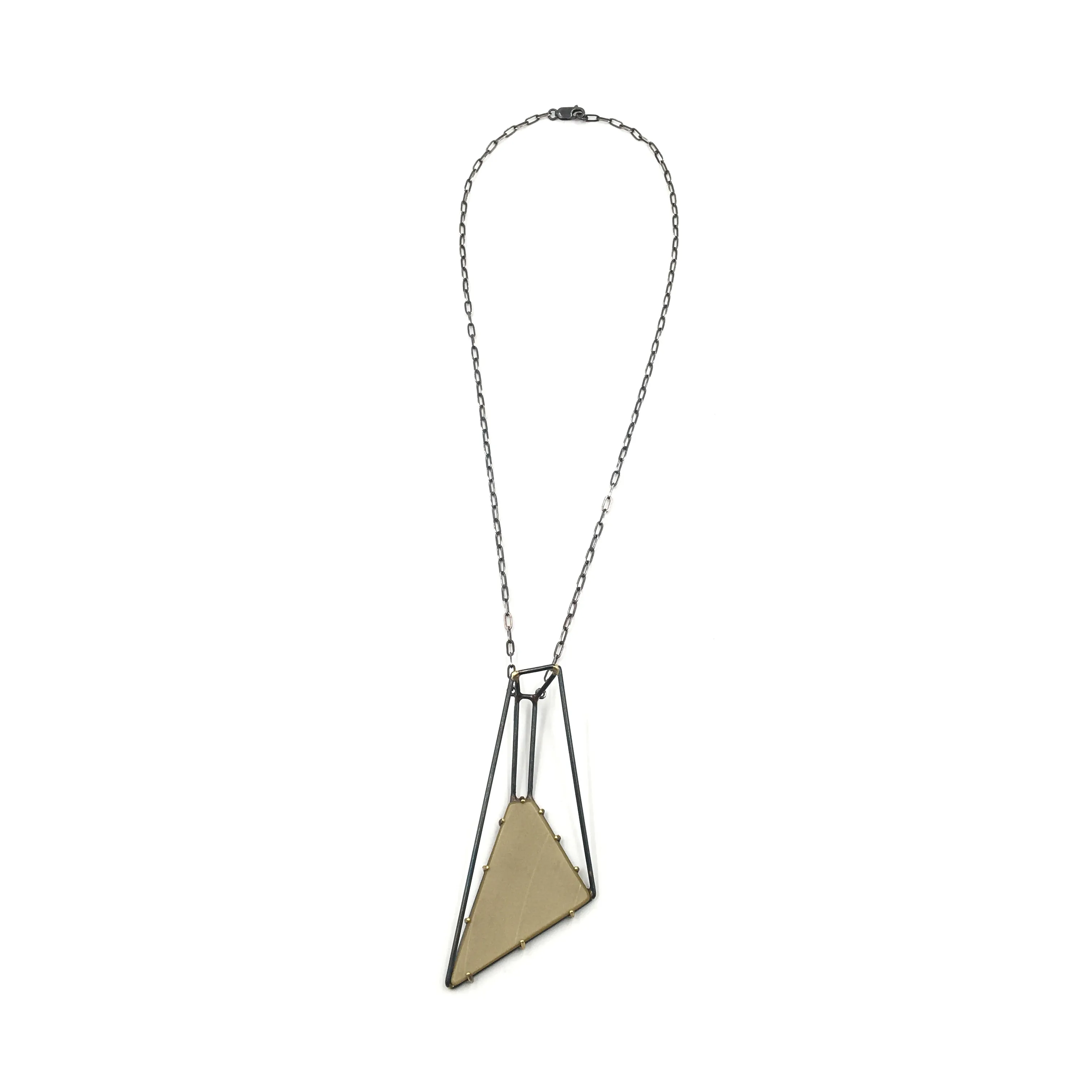 Foundation Long Trapezoid Necklace, Gold Vinyl