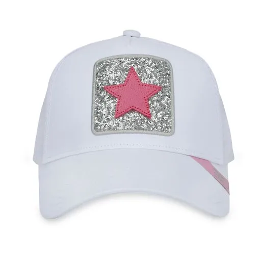 Glitter Patch Hat, White/Pink | Vintage Havana