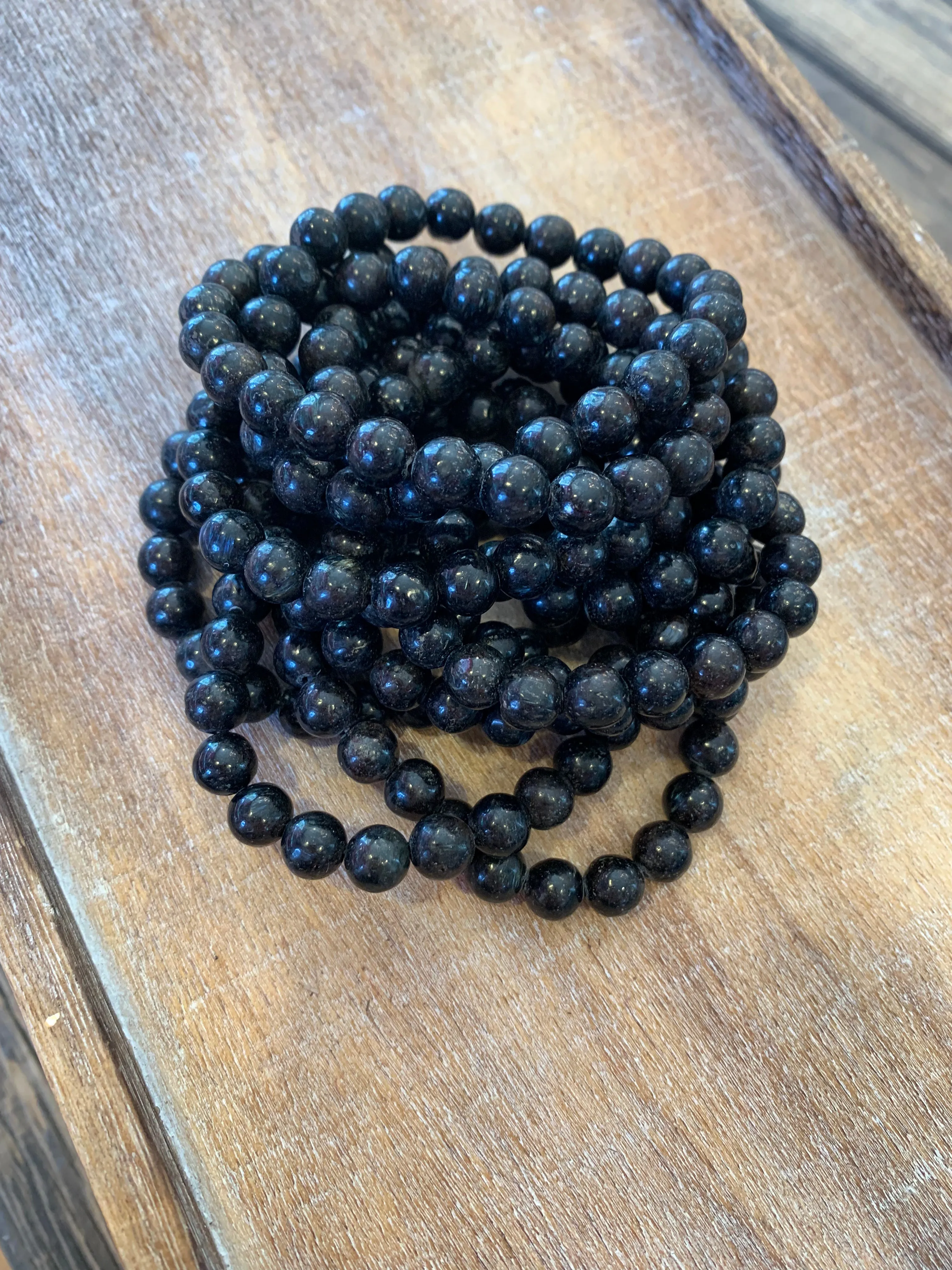 Golden Black Obsidian Beaded Bracelet