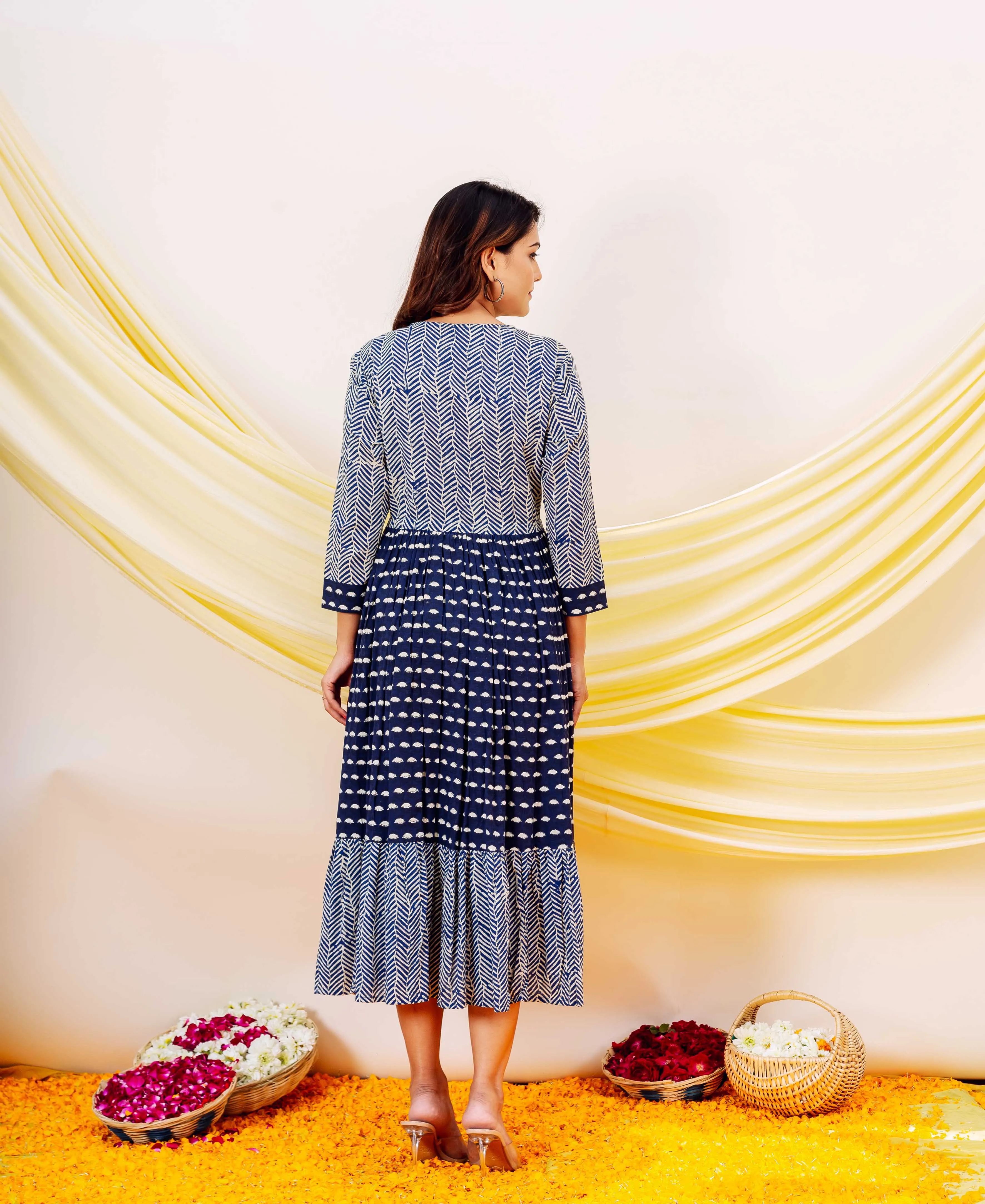 Grace Indigo Printed Dress