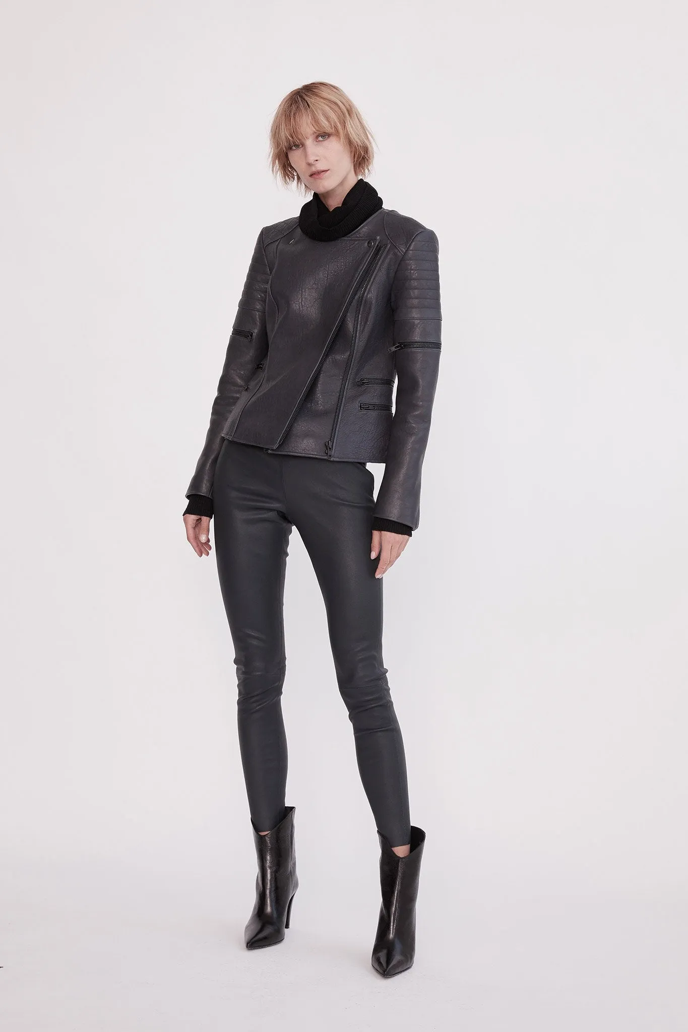 Greenwich Street Motor Jacket in Bubble Ink Leather