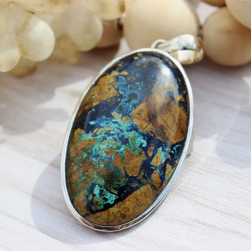 Gus Azurite Large Oval Pendant