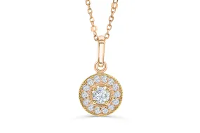 Halo Solitaire Diamond Pendant 0.31 CT TW 14K Rose Gold DPEN041