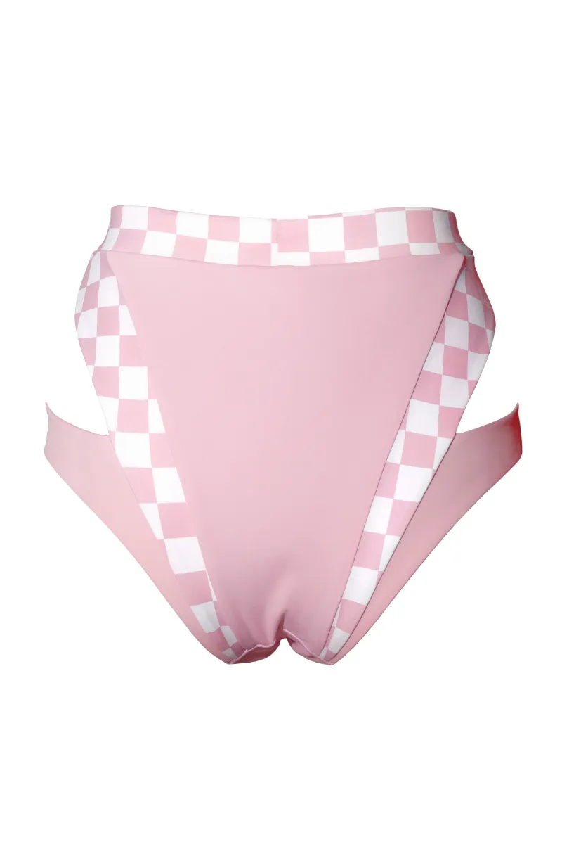 Hamade Activewear High Waisted Bottoms - Checkered Light Pink