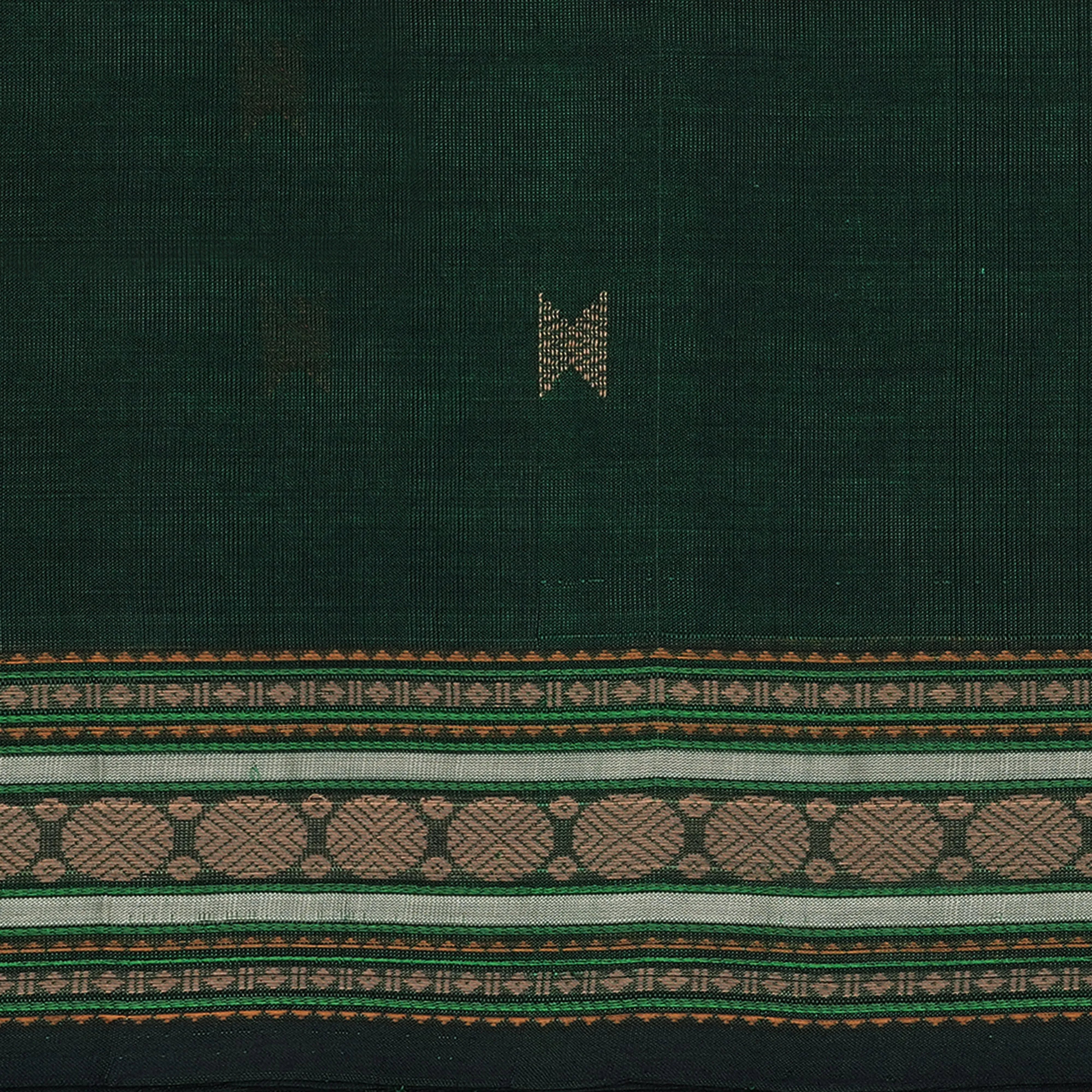 Handwoven Green Kanchipuram Silk Cotton Saree - 2182T010880DSC