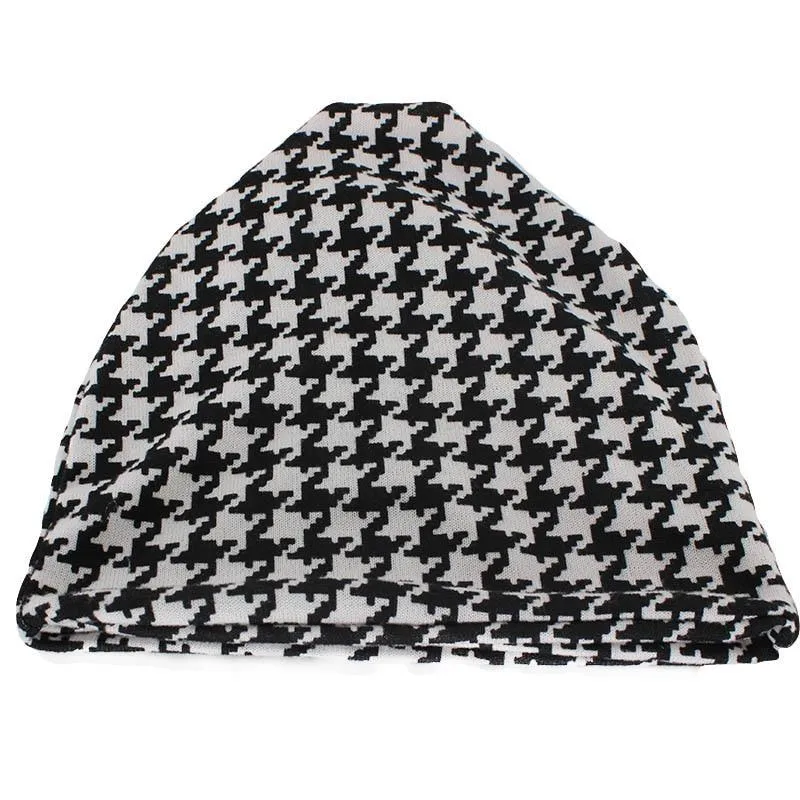 Hip-hop Houndstooth Plaid Beanie, Scarf or Skullie