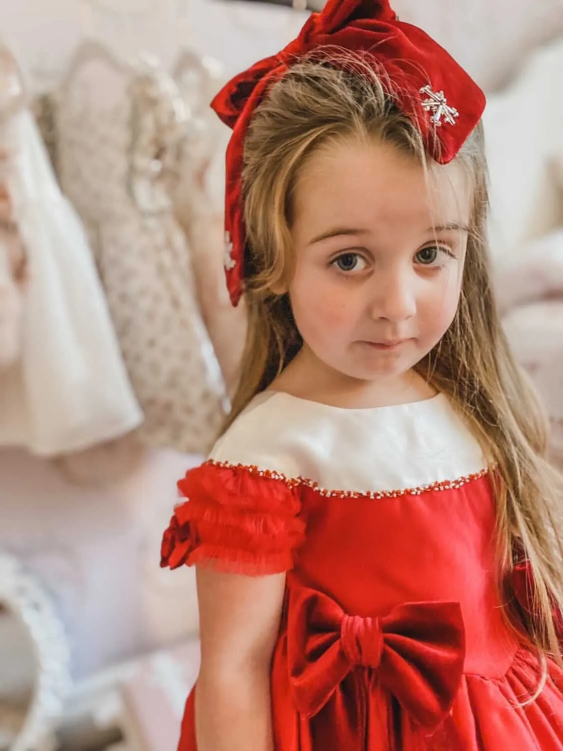 Holly Red Velvet Hair Bow