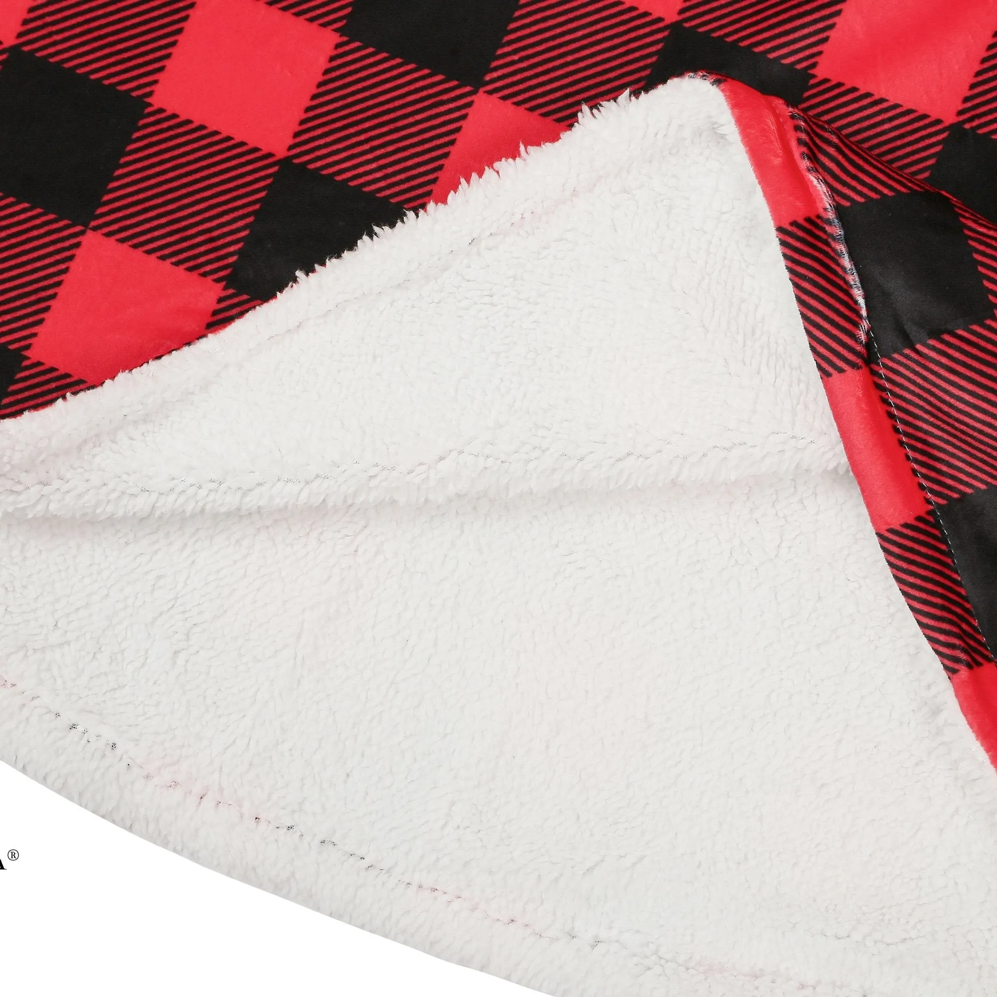 Hoodie Blanket Adult Red Check