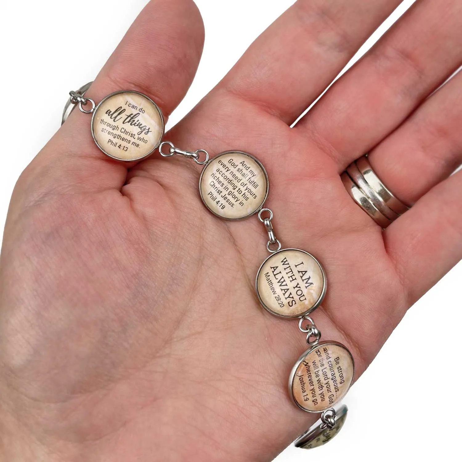 I AM Strong, Unique, Beautiful, Worthy, Loved, Enough – Christian Affirmations Scripture Charm Bracelet