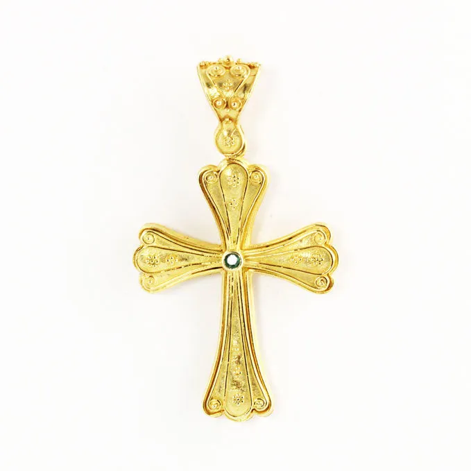 Imperial Gardens Emerald & 18K Gold Orthodox Cross