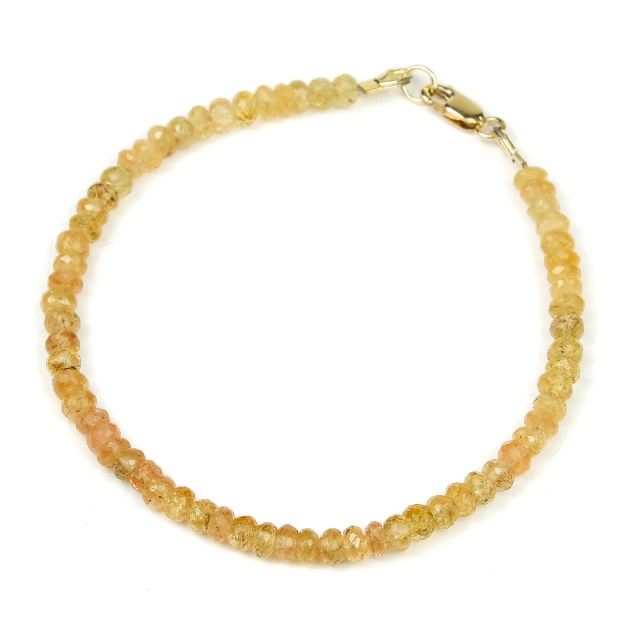 Imperial Golden Topaz 4mm Faceted Rondelle Bracelet with Gold Filled Trigger Clasp