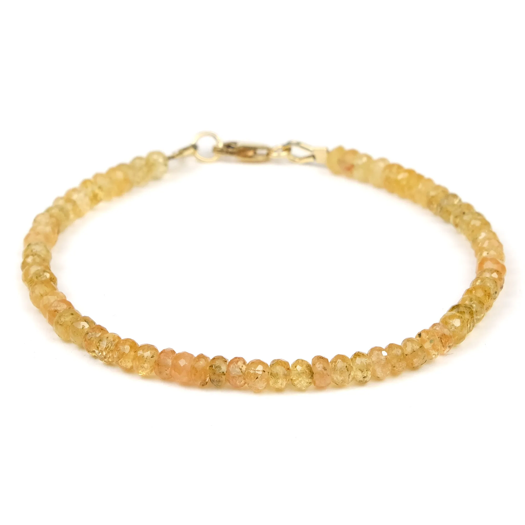 Imperial Golden Topaz 4mm Faceted Rondelle Bracelet with Gold Filled Trigger Clasp