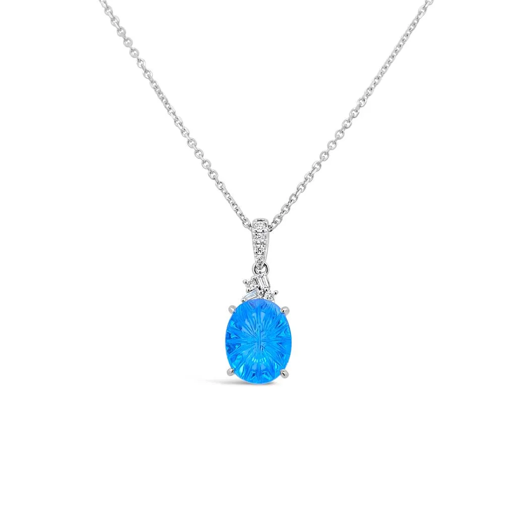 Irisa by Martin Binder Oval Blue Topaz & Diamond Necklace