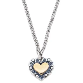 James Avery Sterling Silver and Bronze Heart Pendant Necklace 20 Inches  Box