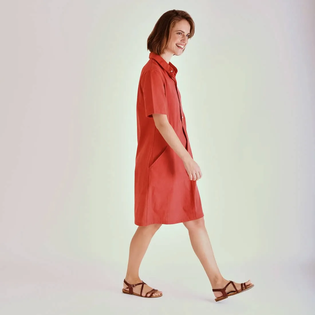 Joe Cotton & Linen Shirt Dress | Red