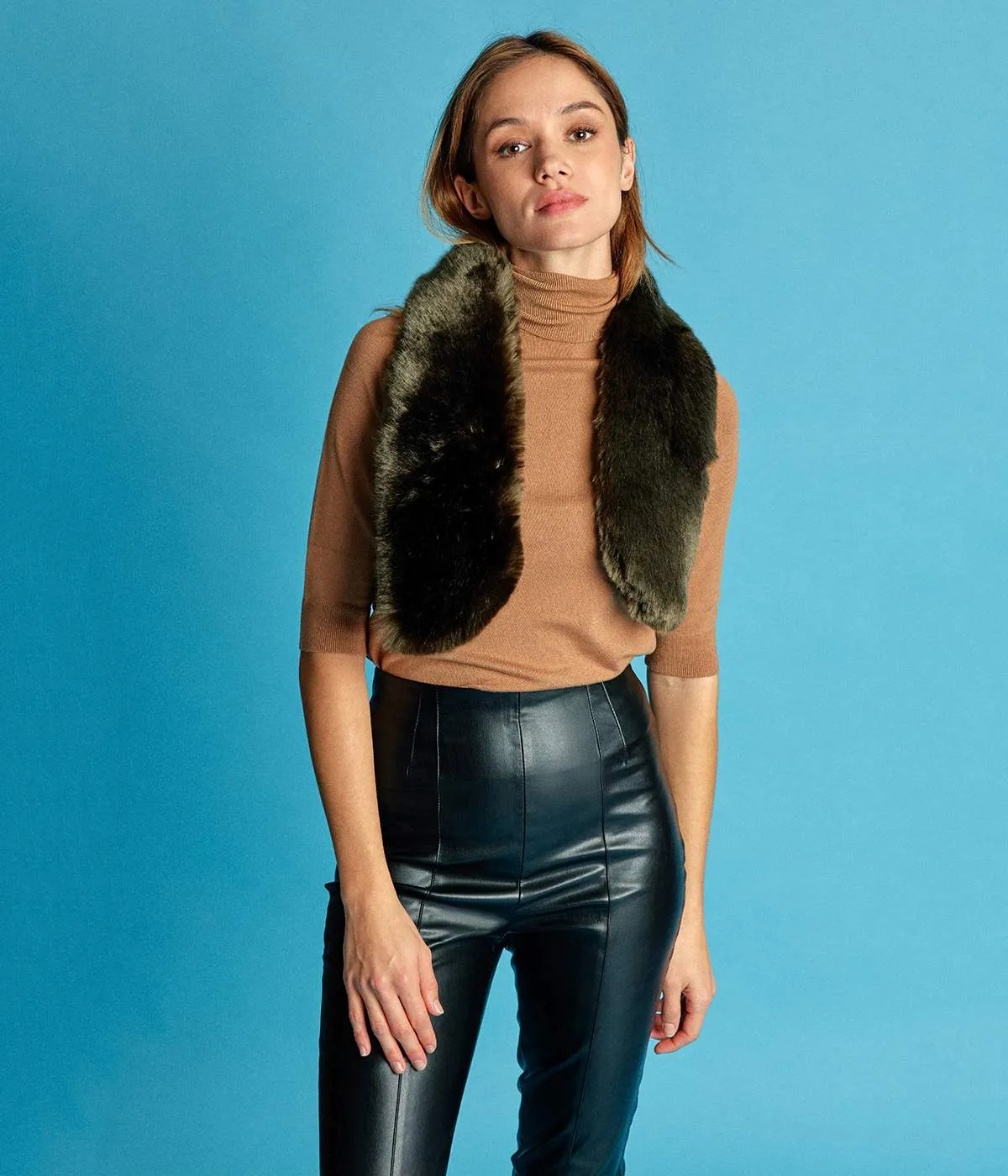 Josephine Vegan Fur Scarf | Bronze Green