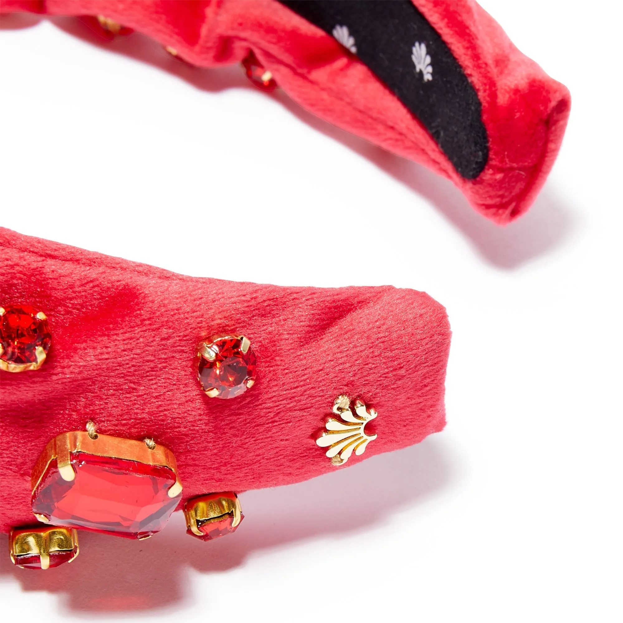 JULY RUBY RECTANGLE CRYSTAL VELVET KNOTTED HEADBAND