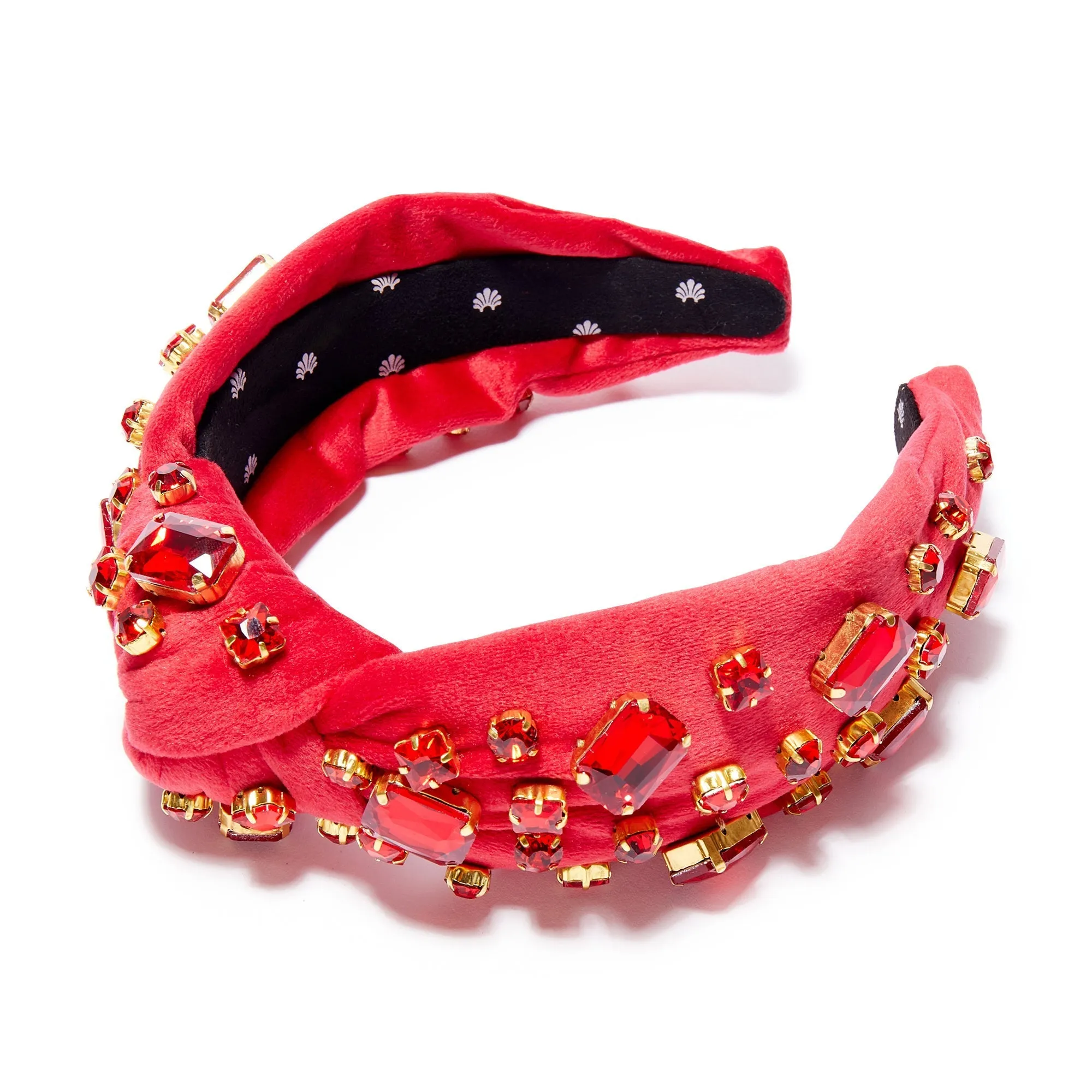 JULY RUBY RECTANGLE CRYSTAL VELVET KNOTTED HEADBAND