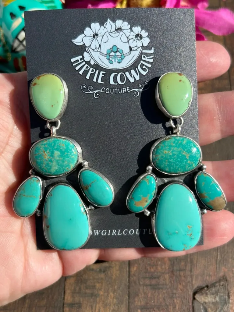 Kingman Turquoise Cluster Earrings