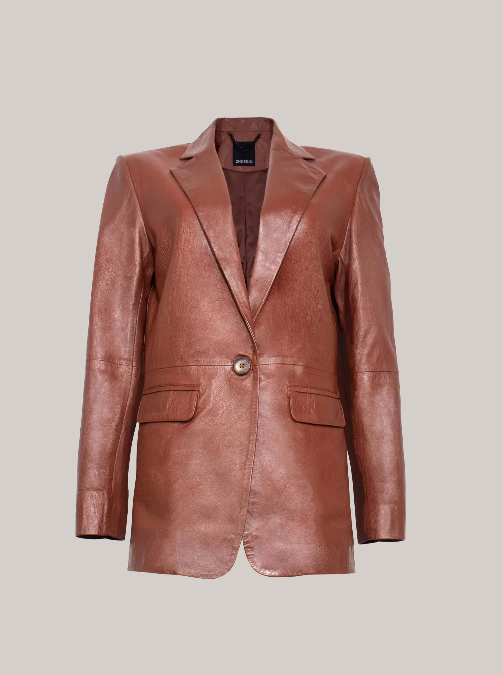 KINGSTON LEATHER BLAZER - WHISKEY