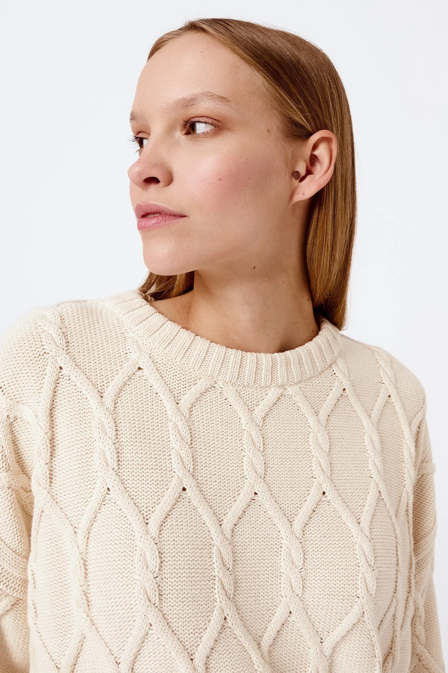 Knitted Organic Cotton Cable-knit Jumper | Multiple Colours