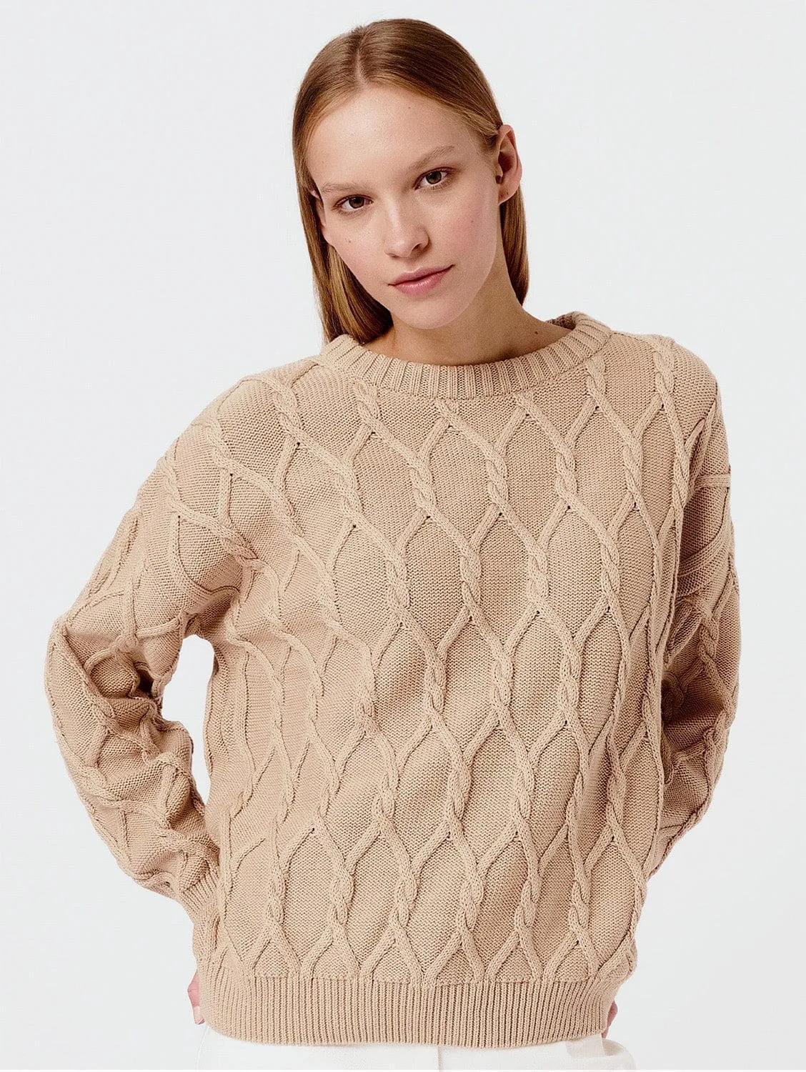 Knitted Organic Cotton Cable-knit Jumper | Multiple Colours