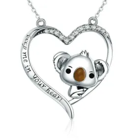 Koala Cubic Zirconia 925 Sterling Silver Fashion Pendant Necklace