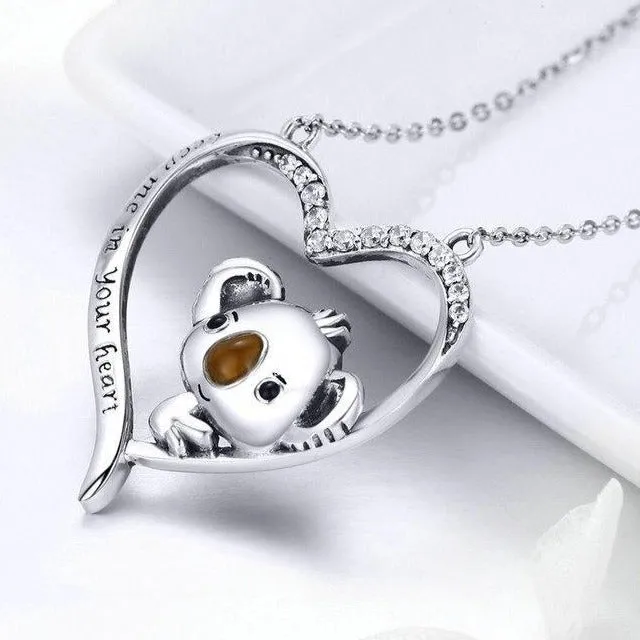 Koala Cubic Zirconia 925 Sterling Silver Fashion Pendant Necklace