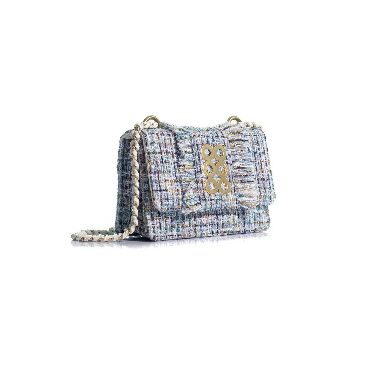 Kooreloo - Fabric Shoulder Bag - Mini Lucerne Spiral Tweed Light Blue