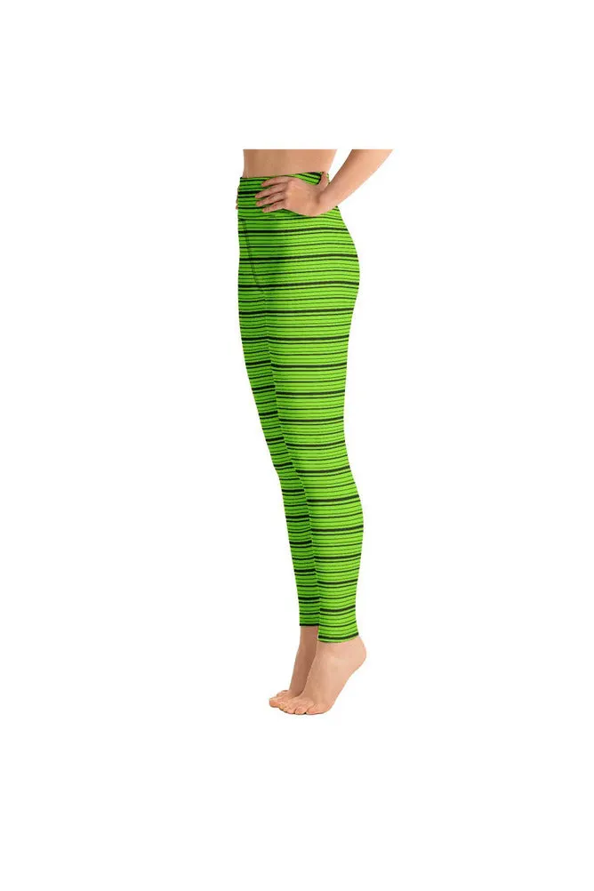 Lime Micro Stripes Yoga Leggings