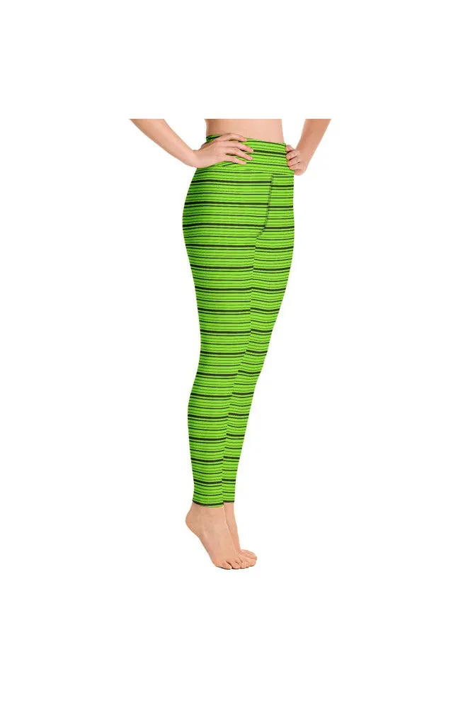 Lime Micro Stripes Yoga Leggings